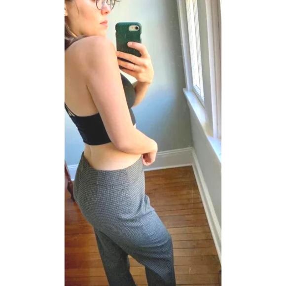 Vintage Y2K The Limited Green Tan Plaid Straight Leg Slack Stretchy Ska Pants M - Picture 3 of 7